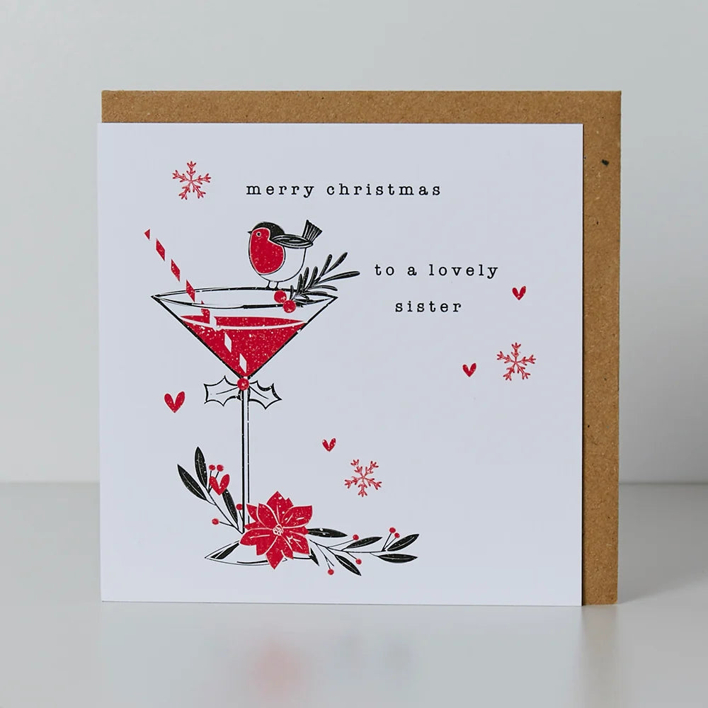 Merry Christmas to a Lovely Sister Card - 130mm