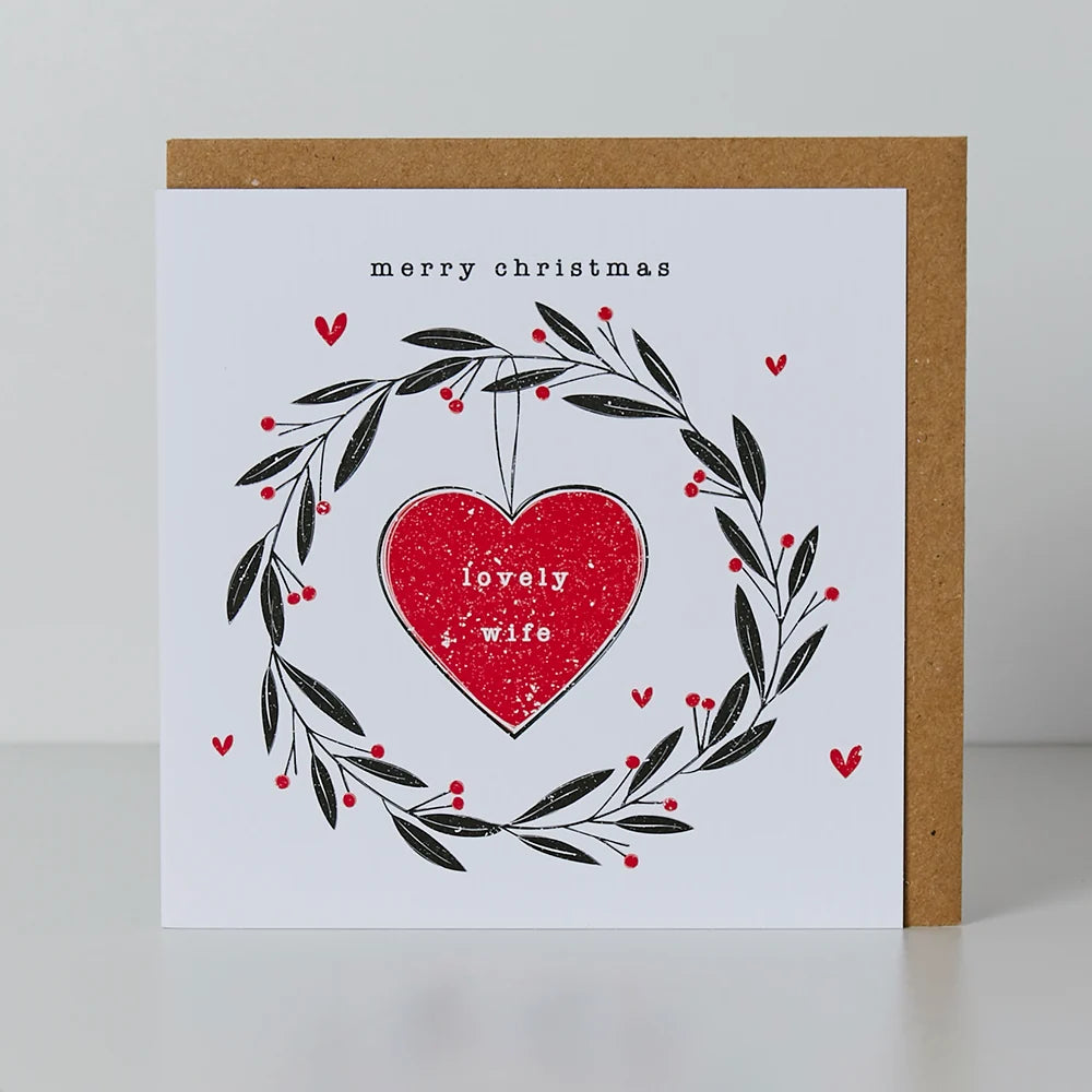 Merry Christmas Lovely Wife Card - 130mm