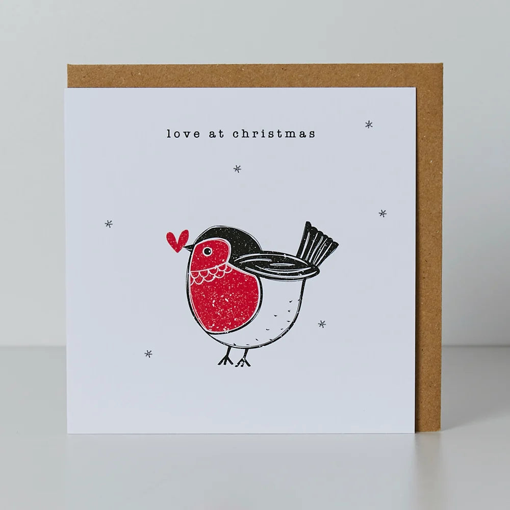 Love at Christmas Robin Card - 130mm