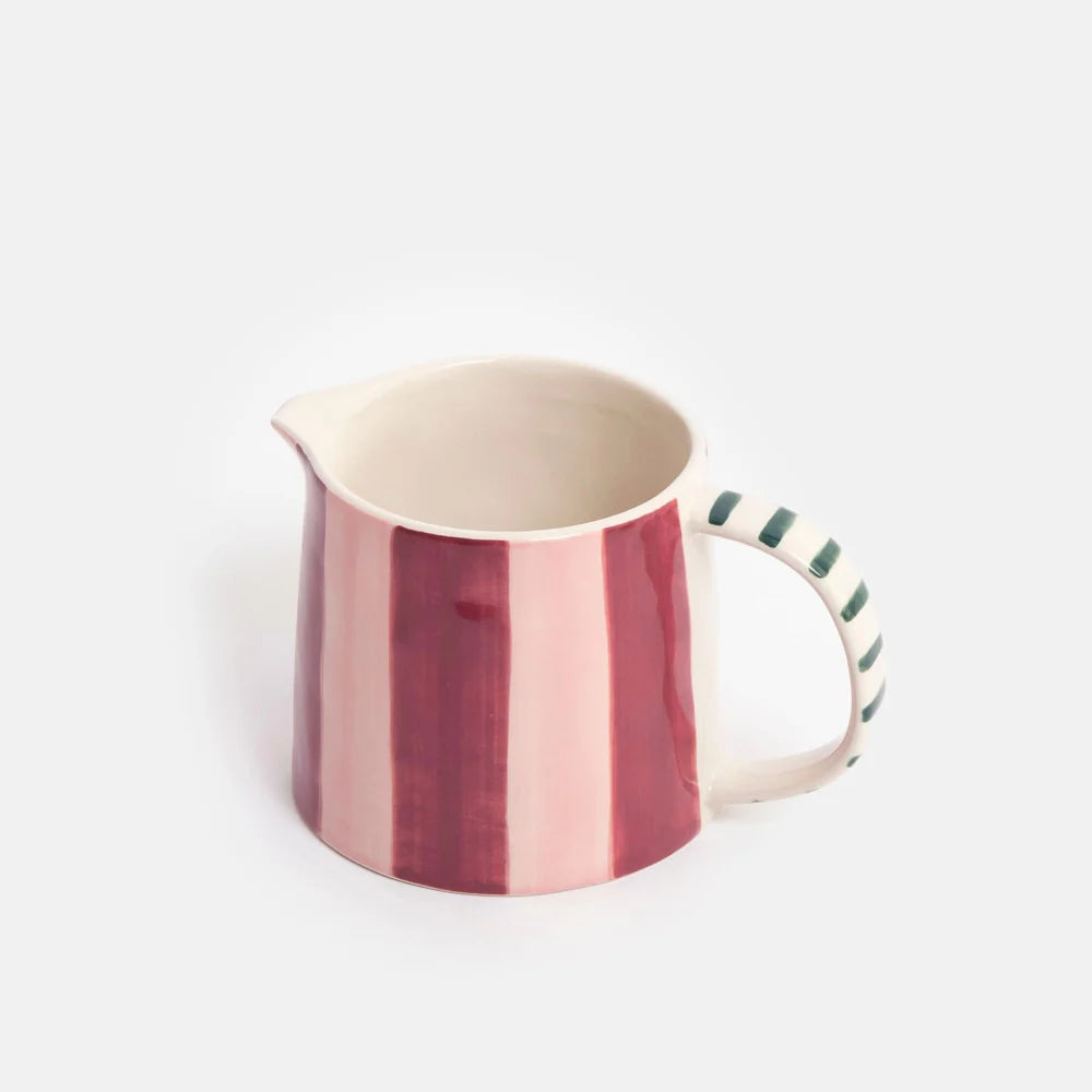 Wide Stripe Jug - Wine/Peach