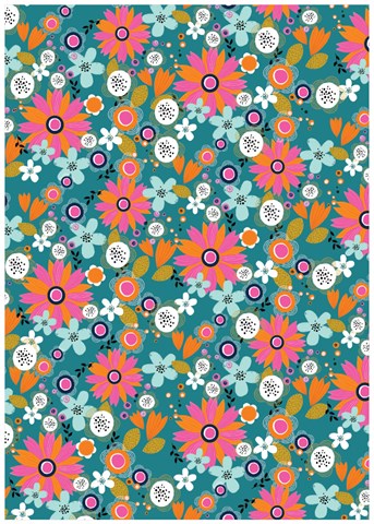 Orange flowers gift wrap by Cinnamon Aitch featuring vibrant floral design for wrapping presents from Cornucopia Home and Gift