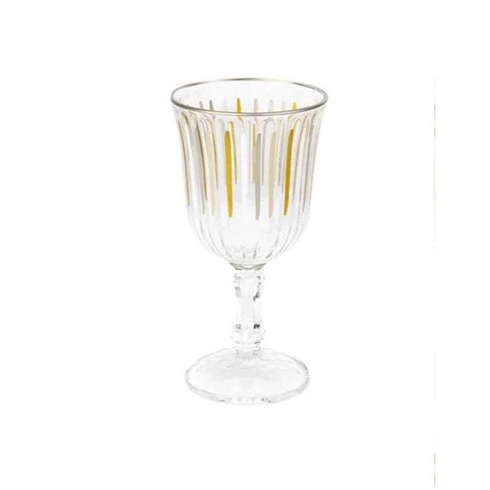 White and gold wine glass from Talking Tables Christmas collection by Cornucopia Home and Gift, featuring elegant holiday design.