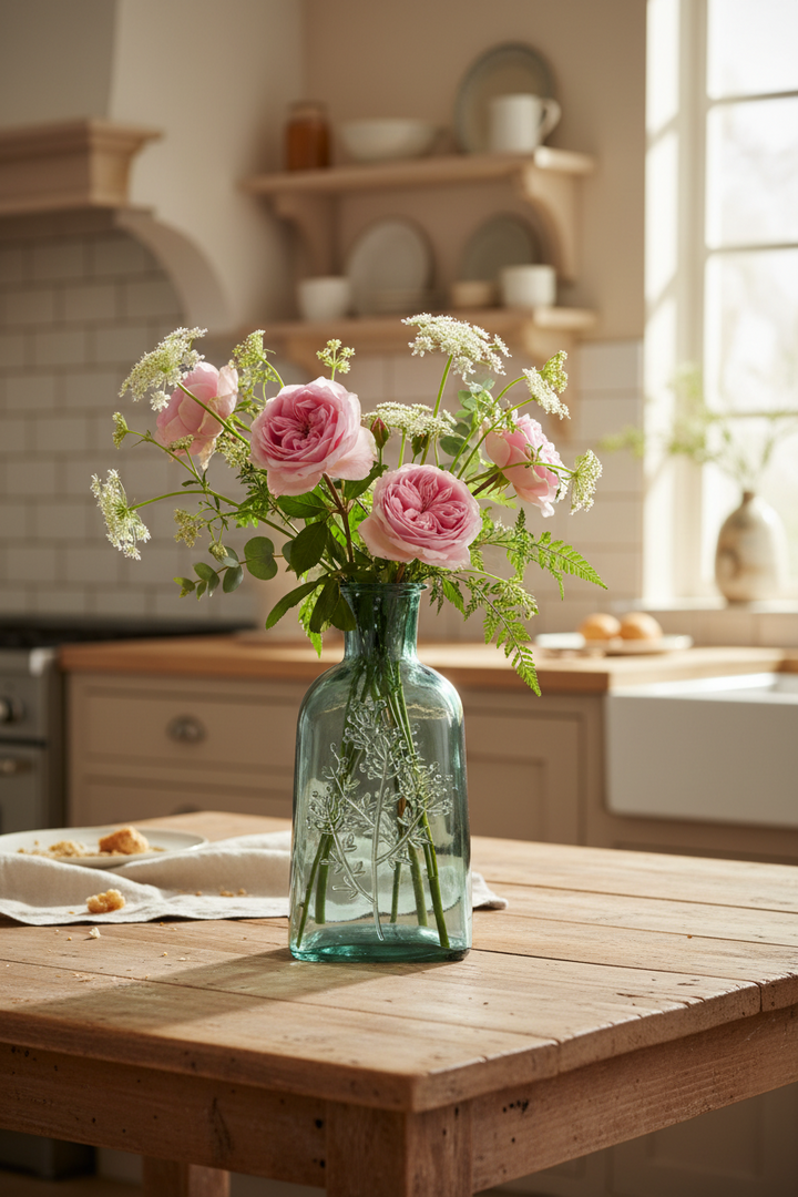 Glass Wildflower Bottle Vase - Blue