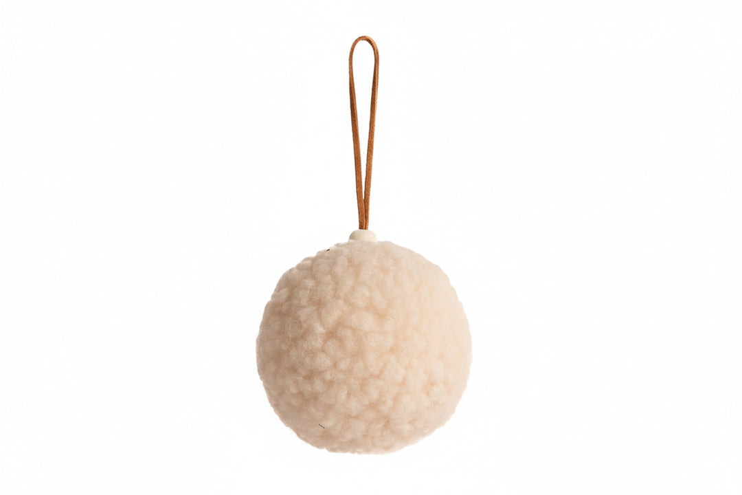 Cornucopia Home and Gift Wool Felt Boucle Bauble, Coach House Christmas ornament with colorful wool felt boucle design.