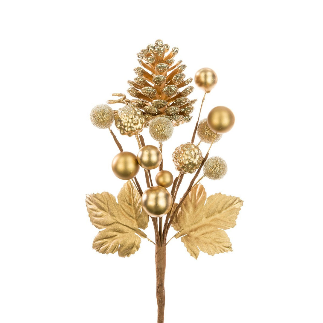 Artificial pinecone and berry mixed pick, 18cm, from Floralsilk Christmas 2025 by Cornucopia Home and Gift.