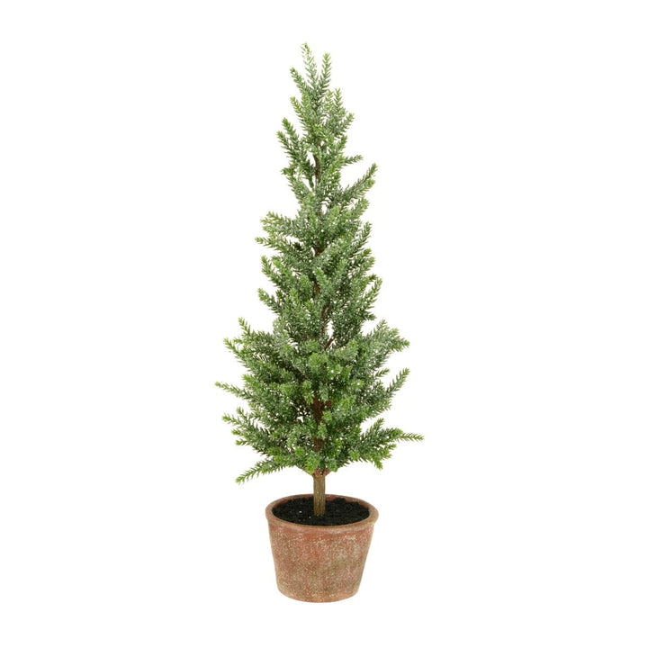 Artificial pine tree with brown pot from Floralsilk Christmas 2025 by Cornucopia Home and Gift, showcasing lush green foliage.