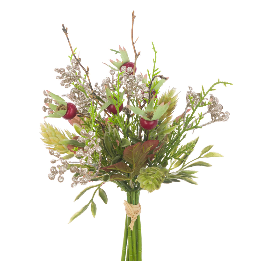 Red glitter berry and rosehip floral bundle from Floralsilk Christmas 2025 by Cornucopia Home and Gift, with sparkling accents.