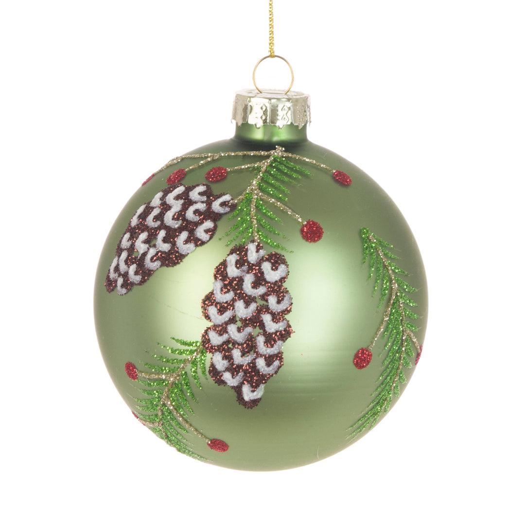 Glass Itzel Bauble from Cornucopia Home and Gift, 8cm floral silk Christmas ornament with intricate detailing and a shimmering finish.