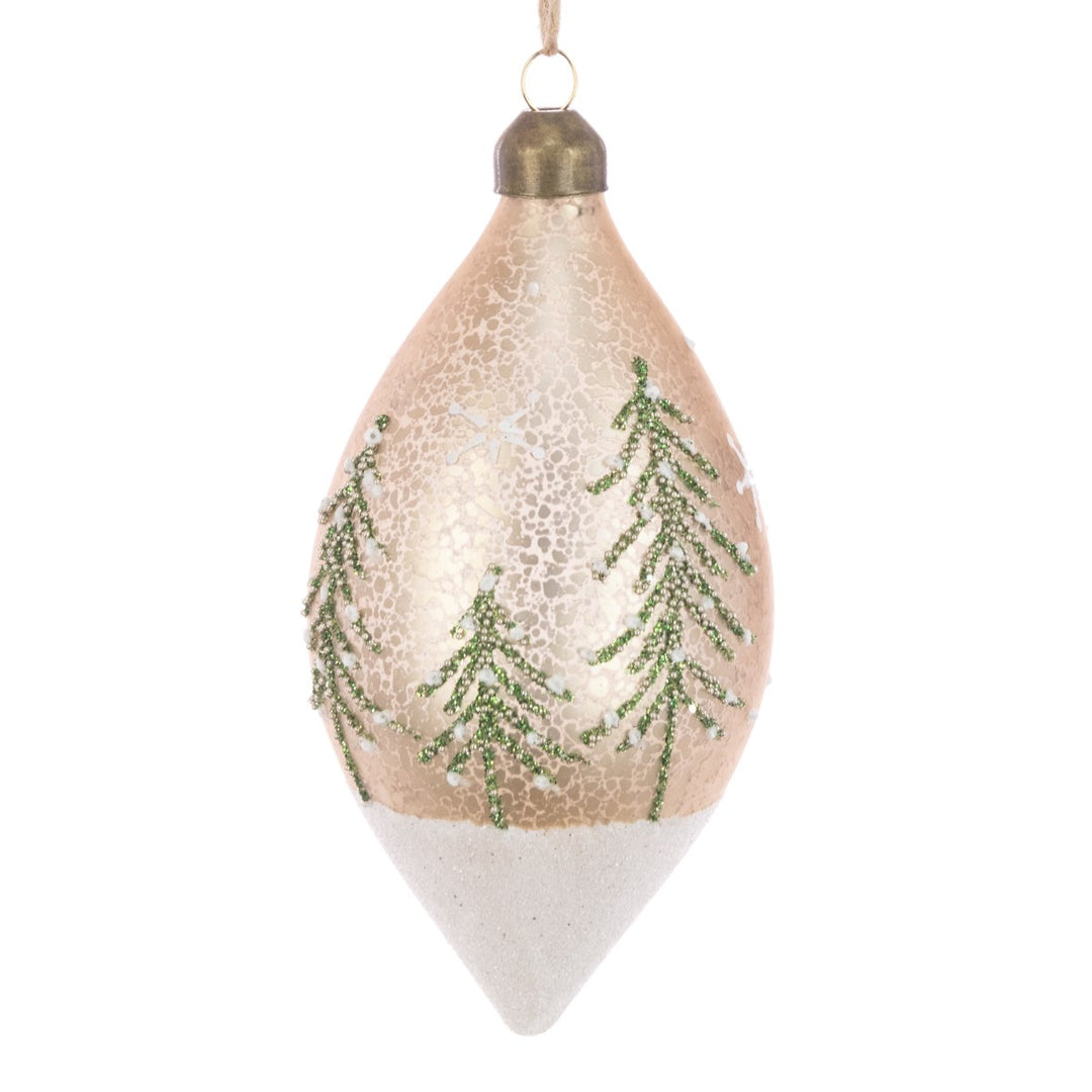 White Glass Tree Bauble from Floralsilk by Cornucopia Home and Gift, featuring a delicate, transparent design suitable for holiday decor.