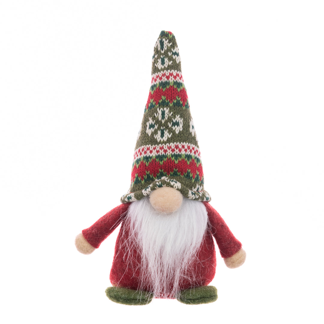 Red Christmas mini fairisle gonk figurine with festive floral details by Cornucopia Home and Gift, part of Floralsilk Christmas 2025 collection.