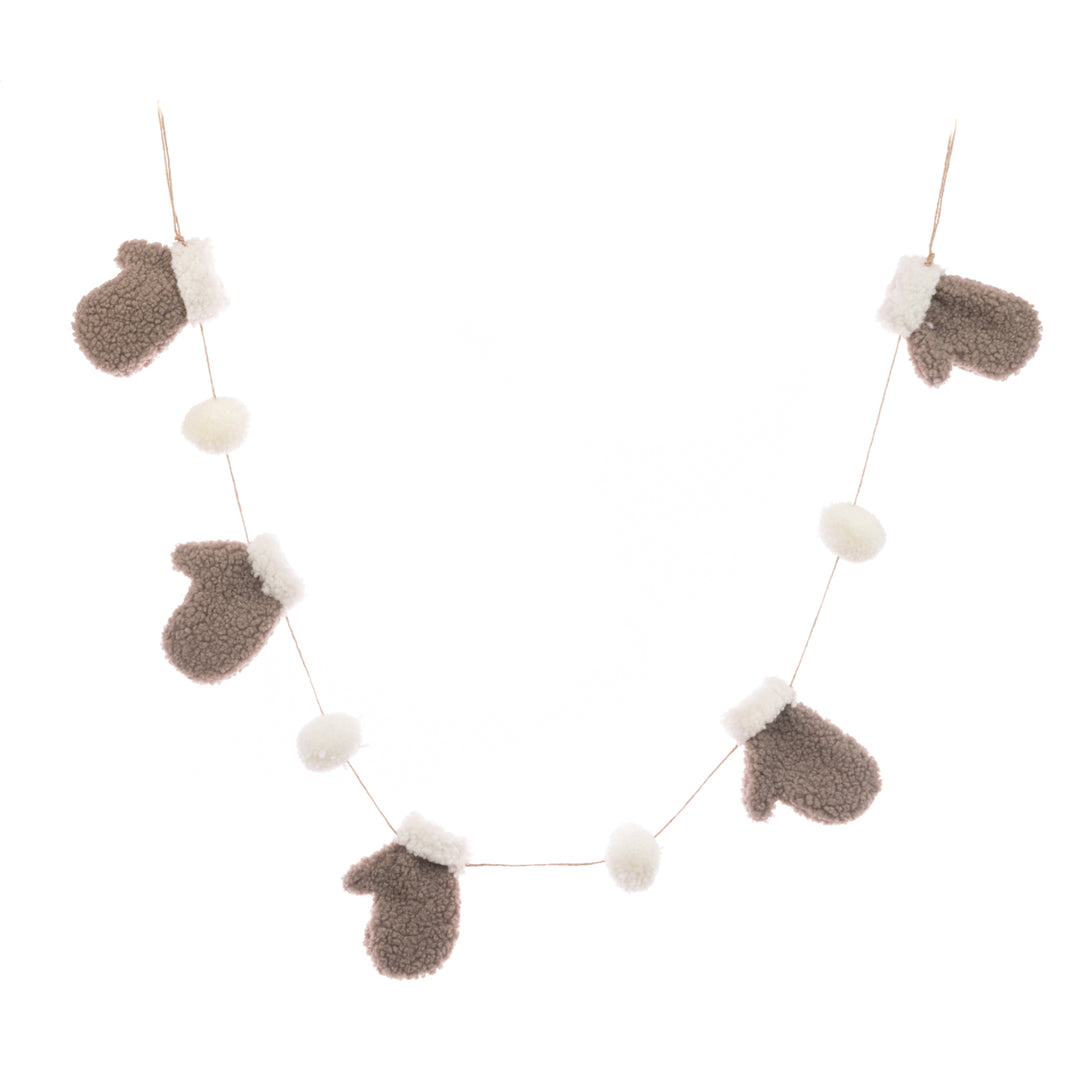 White floral Christmas mitten garland, 122cm long, from Floralsilk Christmas 2025 by Cornucopia Home and Gift, styled with festive decor.