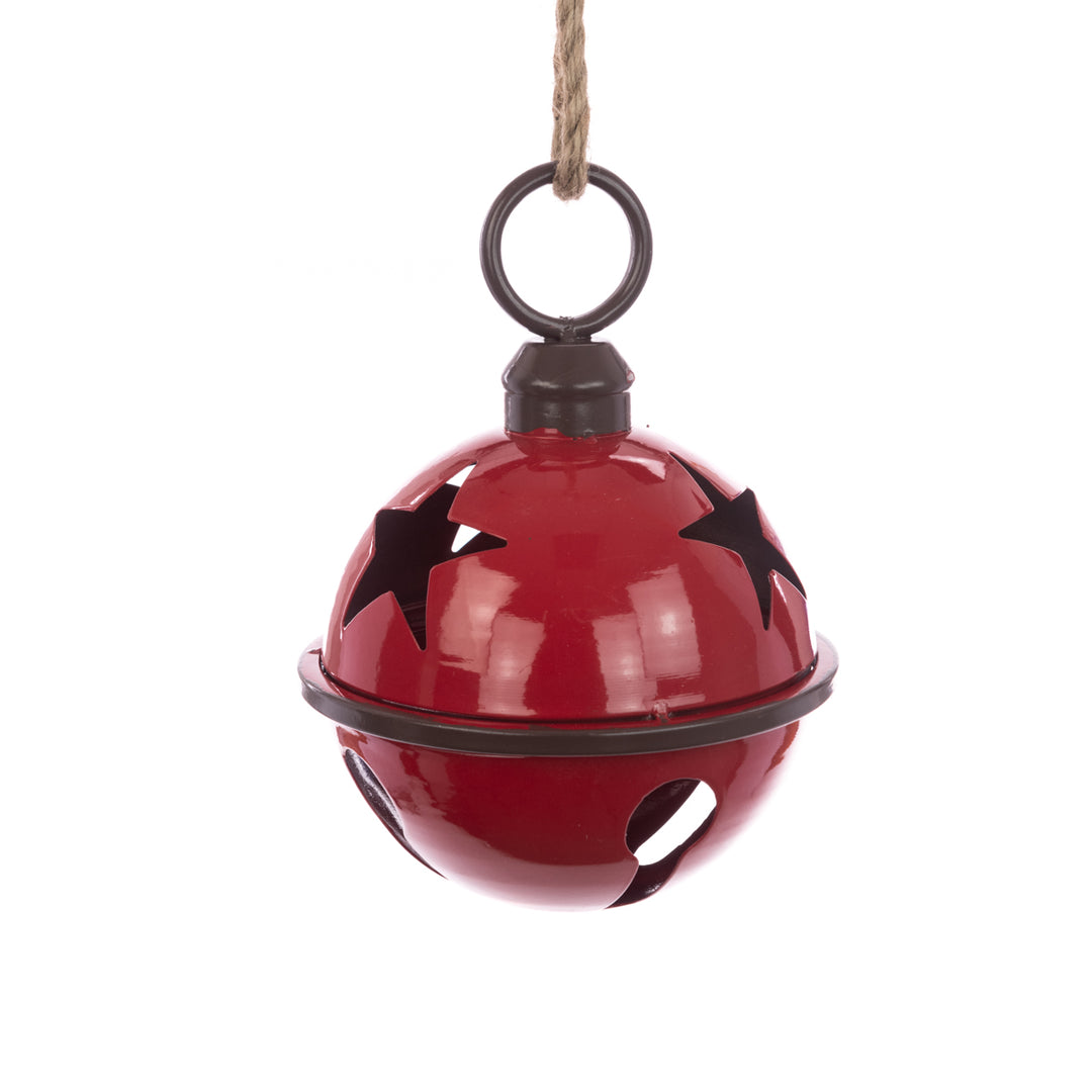 Red metal bell with a star design, 25cm, from Floralsilk Christmas 2025 by Cornucopia Home and Gift.