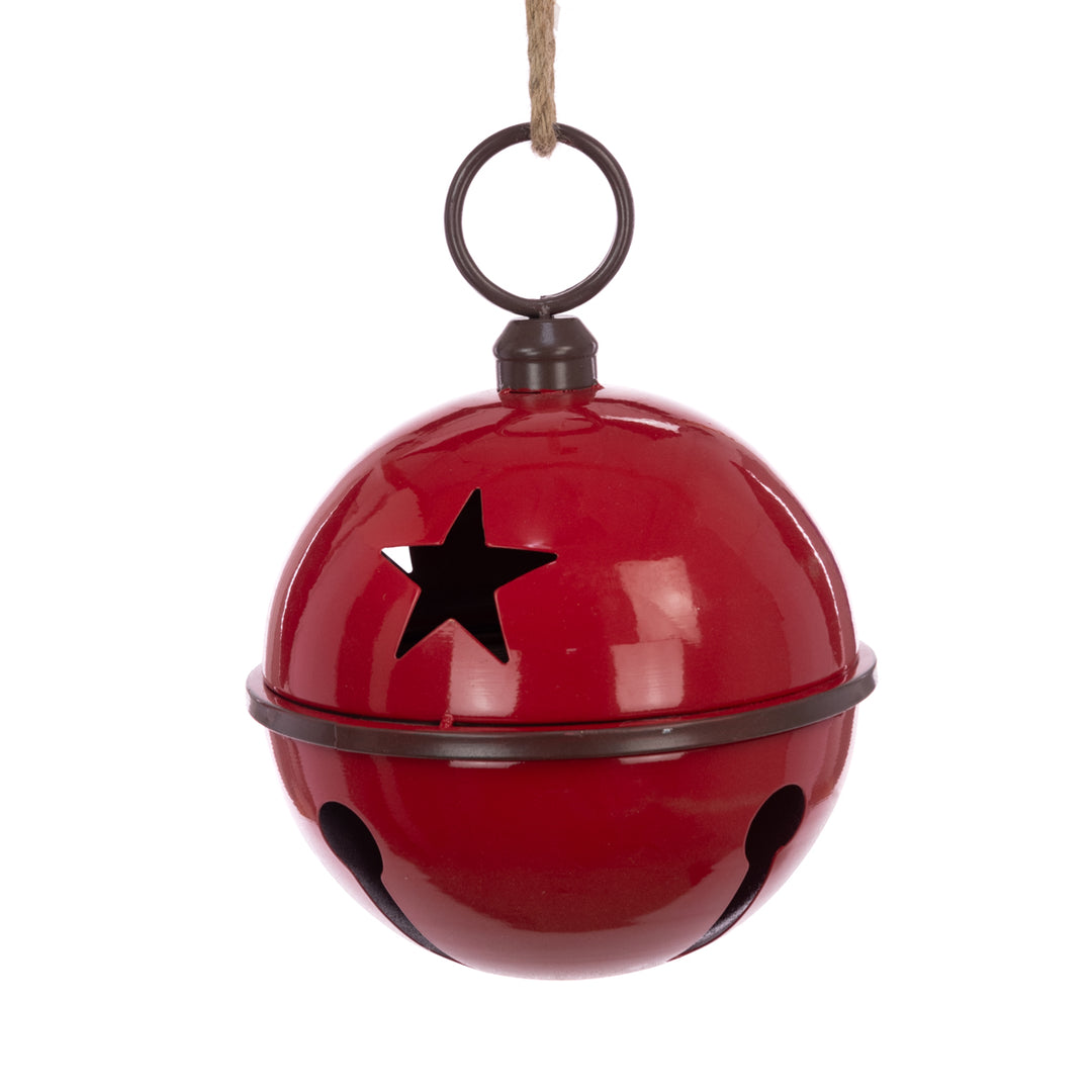 Red metal bell with star decoration, 33cm, from Floralsilk Christmas 2025 by Cornucopia Home and Gift.