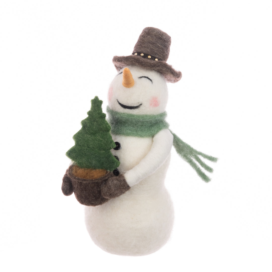 Felt snowman with tree decoration, 20cm, Floralsilk Christmas 2025 by Cornucopia Home and Gift