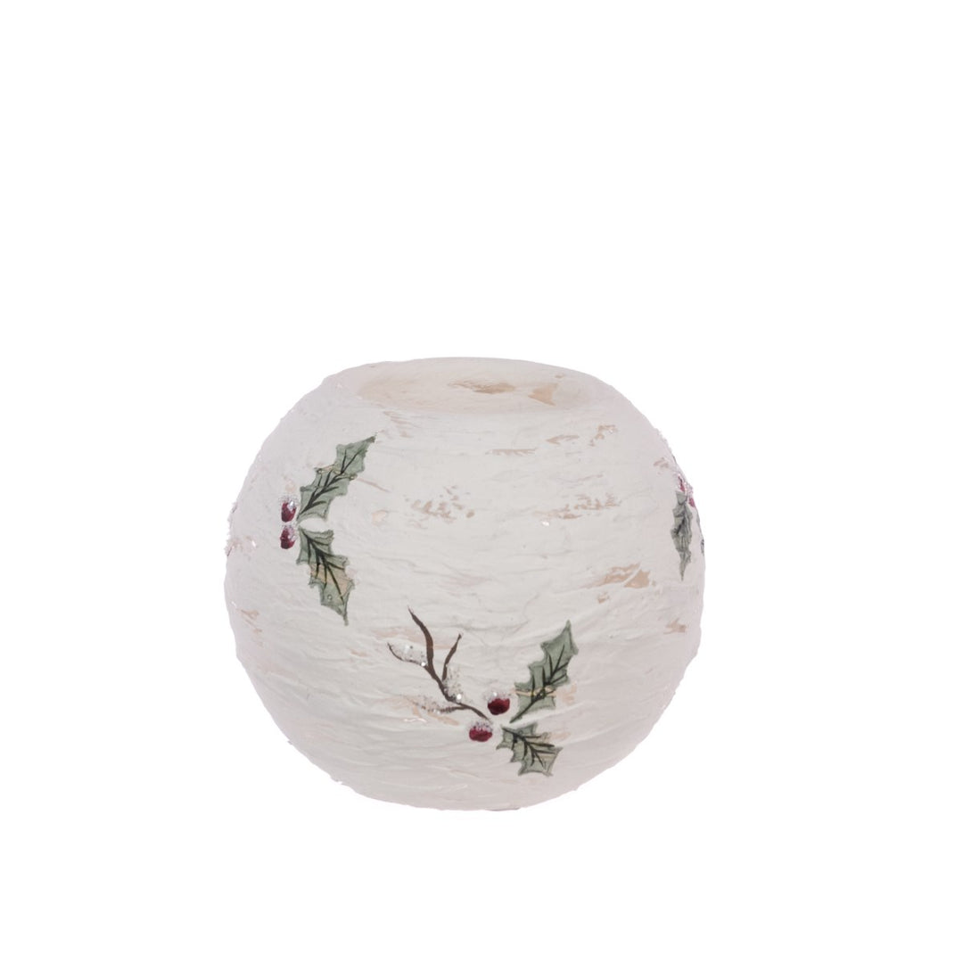 Glass Holly Candle Holder 8cm