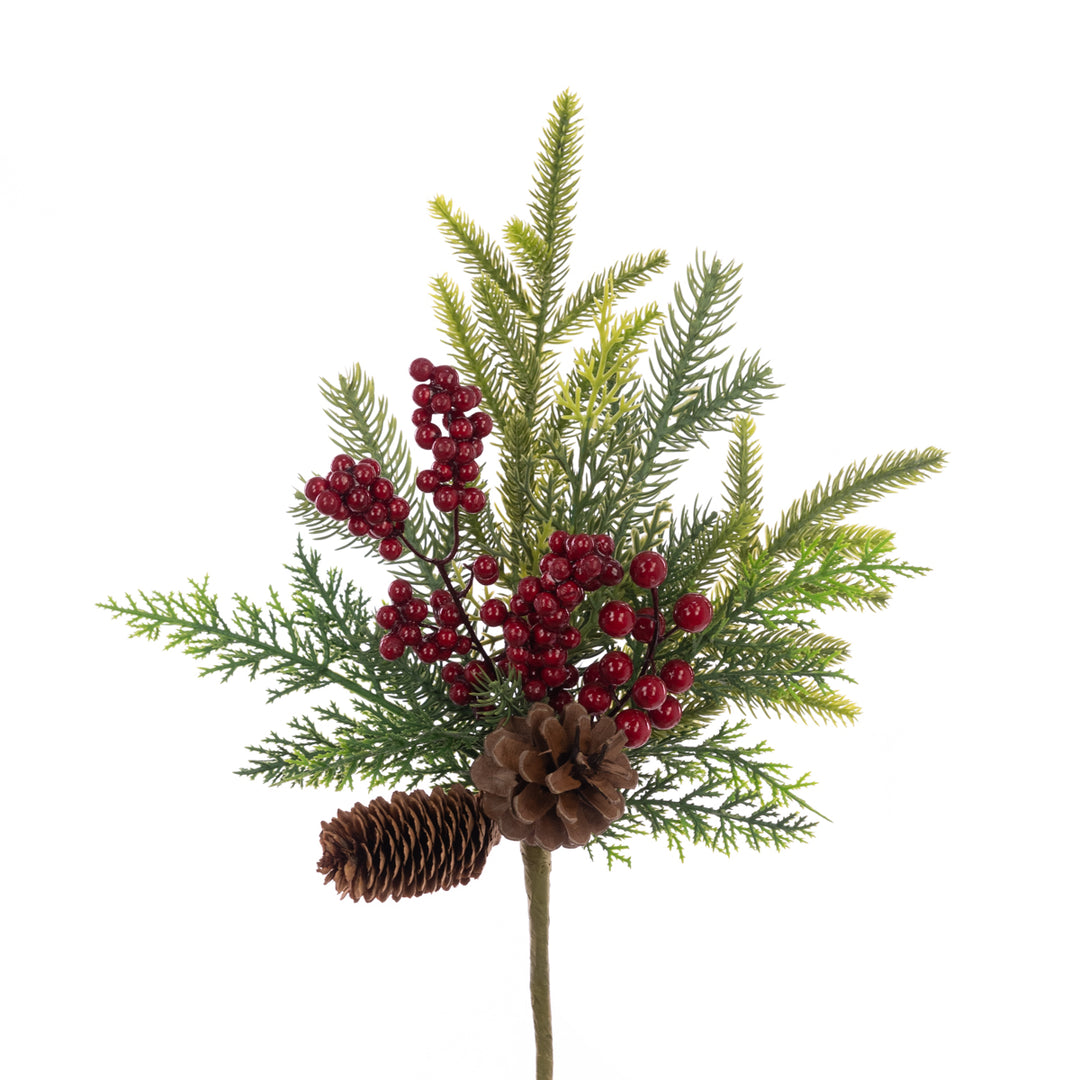 Red Empingham Berry Spray, 46cm floral silk Christmas decoration by Cornucopia Home for festive holiday decor.