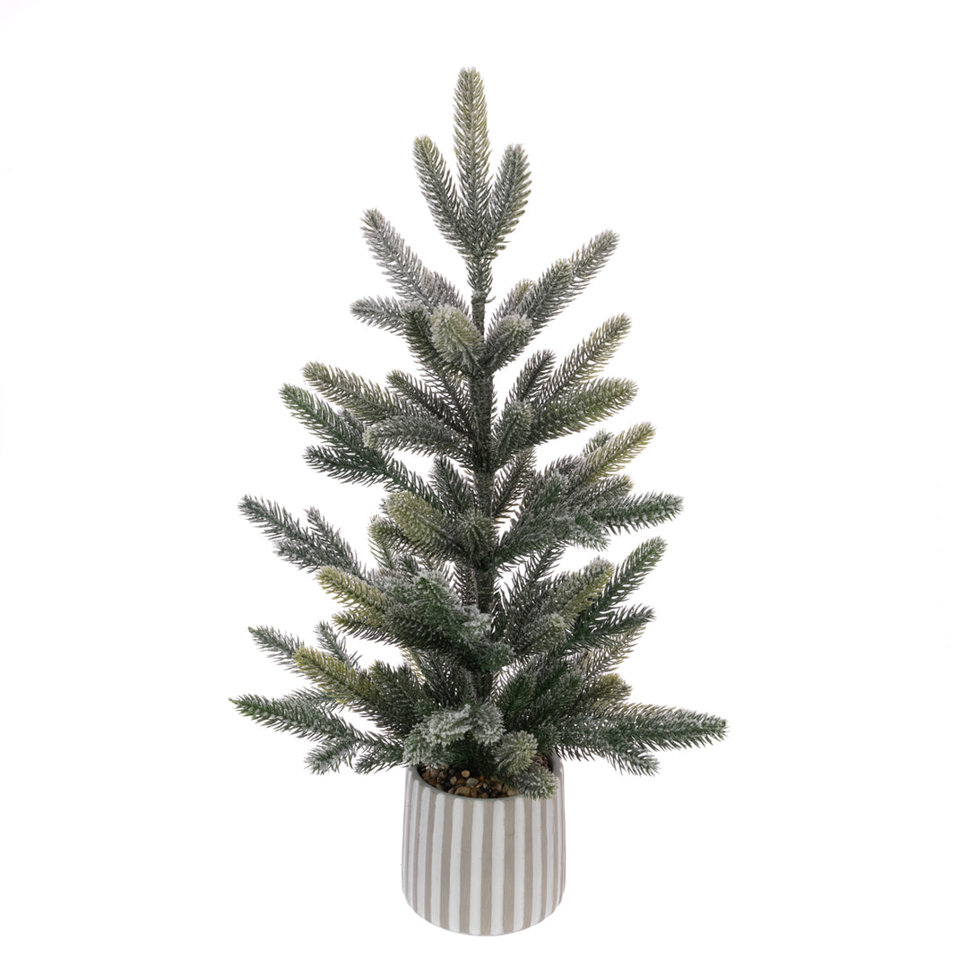 Snowy pine tree in a pot, 61cm tall, Floralsilk Christmas 2025 by Cornucopia Home and Gift, realistic winter holiday decor