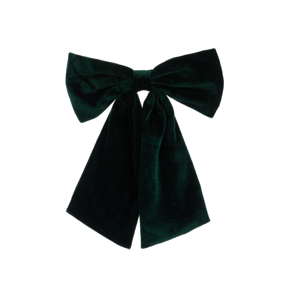 Green velvet bow clip measuring 31cm from Floralsilk Christmas 2025 by Cornucopia Home and Gift, featuring lush velvet fabric and decorative design.