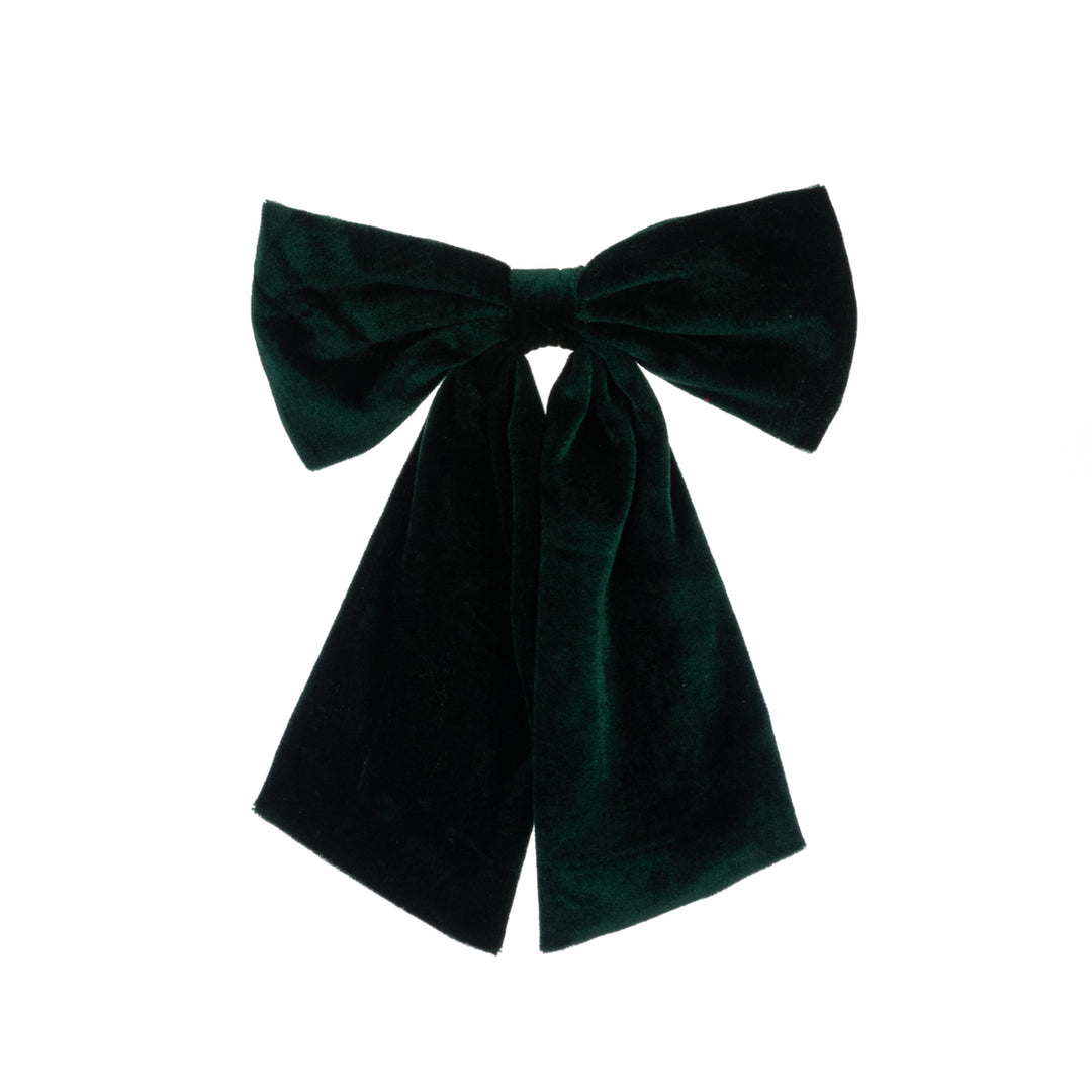 Green velvet bow clip measuring 31cm from Floralsilk Christmas 2025 by Cornucopia Home and Gift, featuring lush velvet fabric and decorative design.