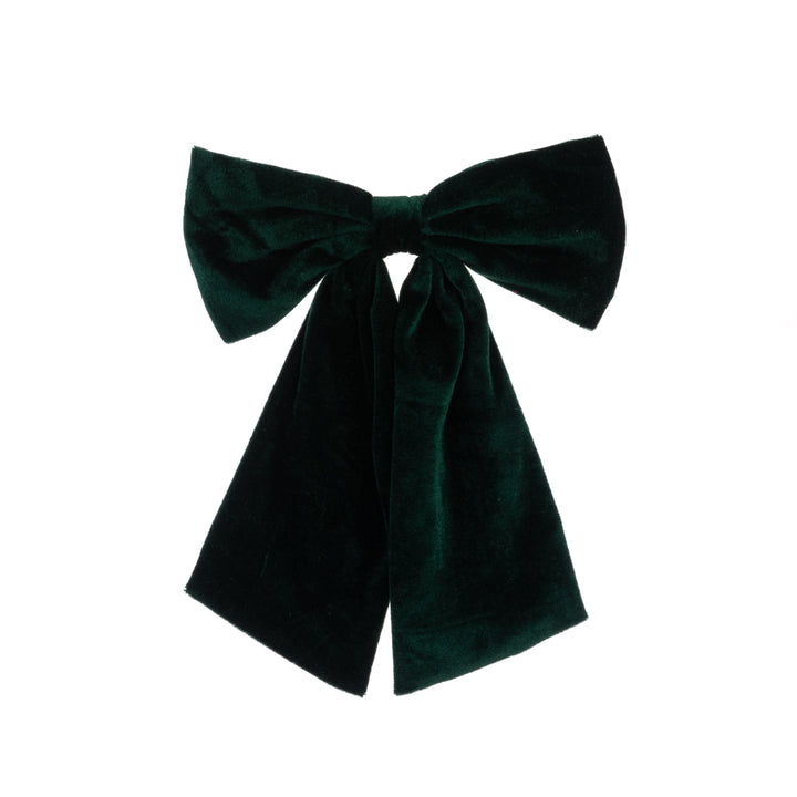 Green velvet bow clip measuring 31cm from Floralsilk Christmas 2025 by Cornucopia Home and Gift, featuring lush velvet fabric and decorative design.
