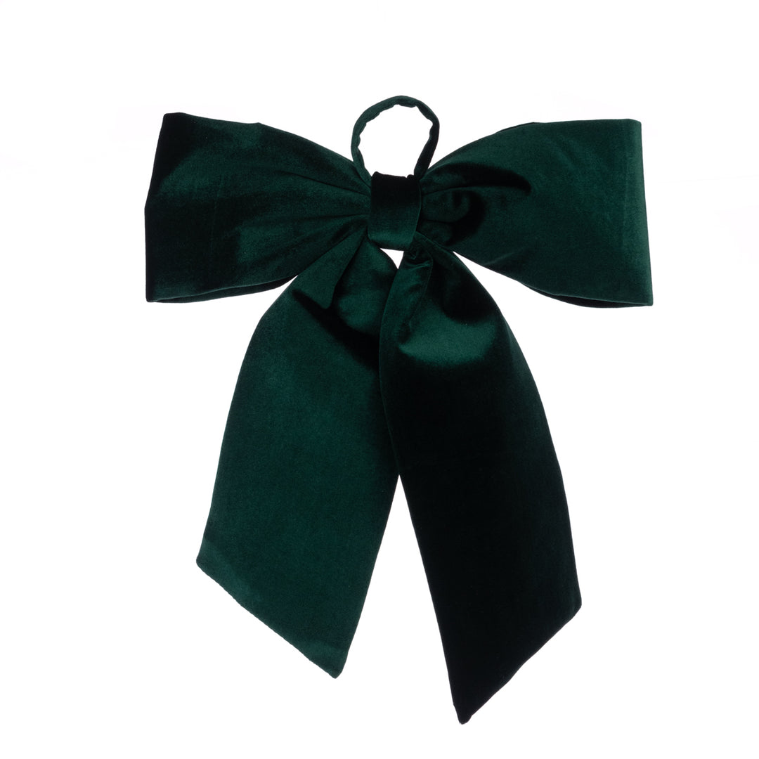 Green velvet bow, 38cm, from Floralsilk Christmas 2025 by Cornucopia Home and Gift, featuring soft velvet fabric and a decorative bow shape.