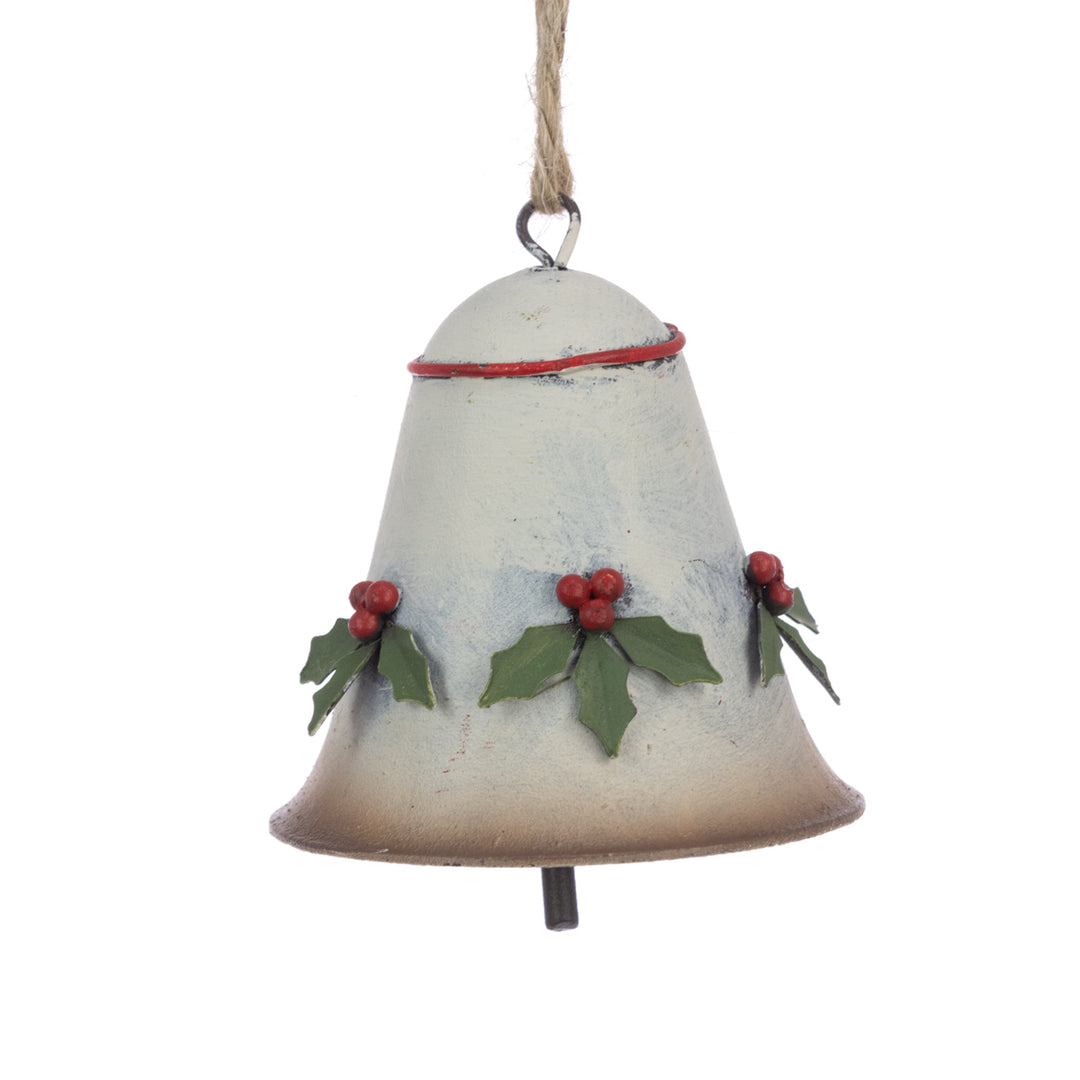 Metal bell with holly decoration, 8cm, from Floralsilk Christmas 2025 collection by Cornucopia Home and Gift.