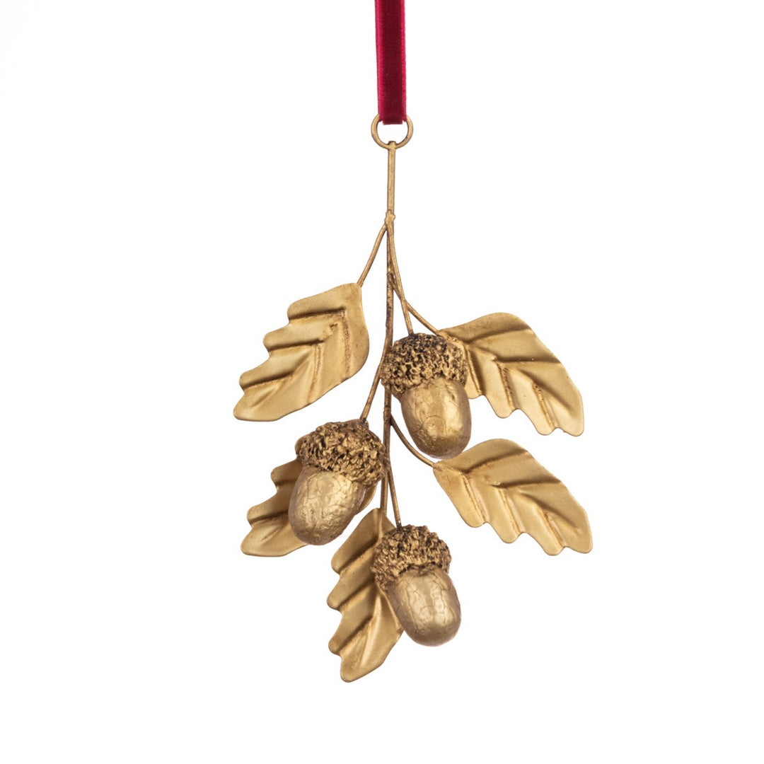 Metal Acorn and Leaves Hanger 14cm