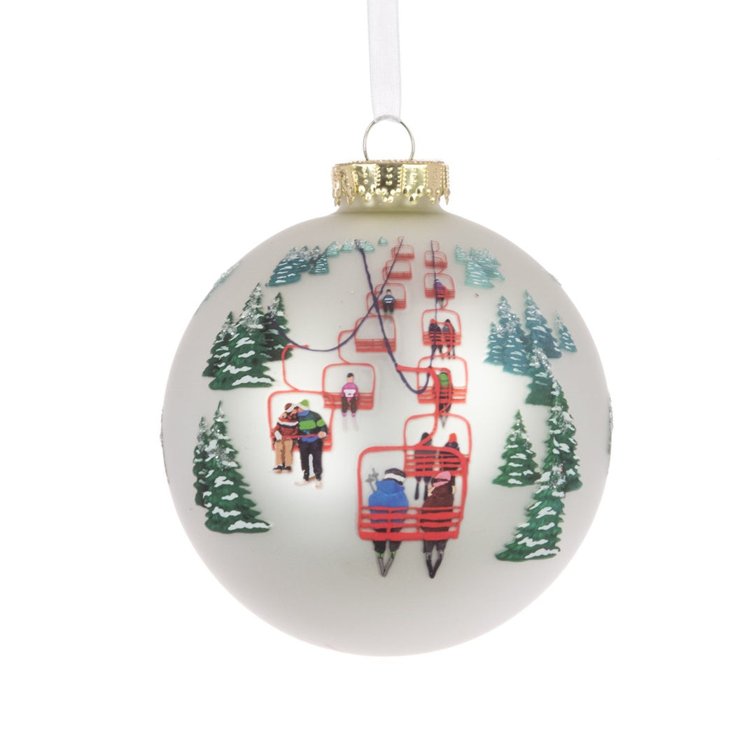 Glass Ski Lift Bauble 10cm