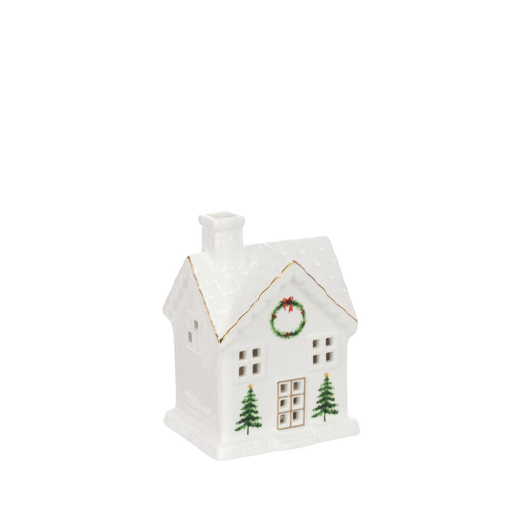 White Porcelain Light-Up House - 13cm
