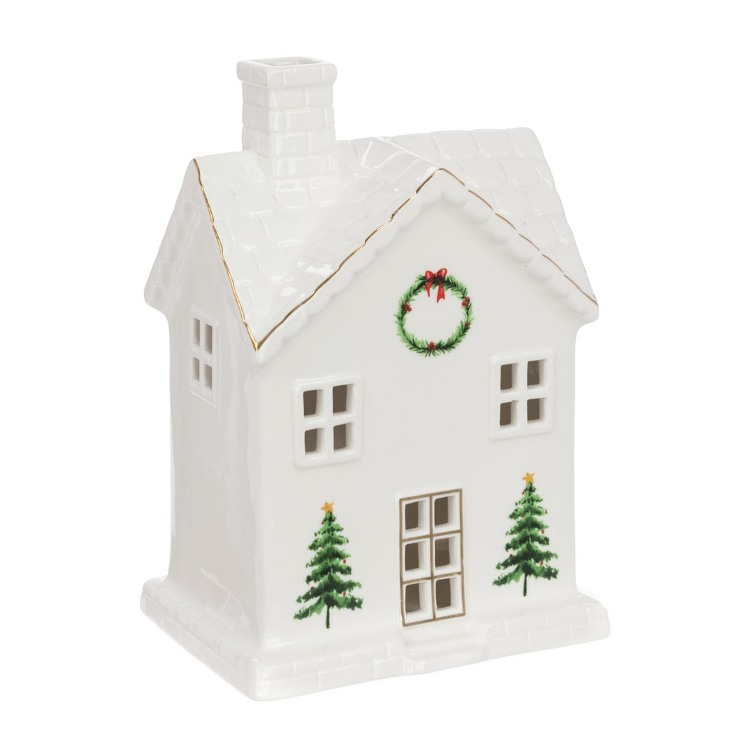 White Porcelain Light-Up Christmas House - Large