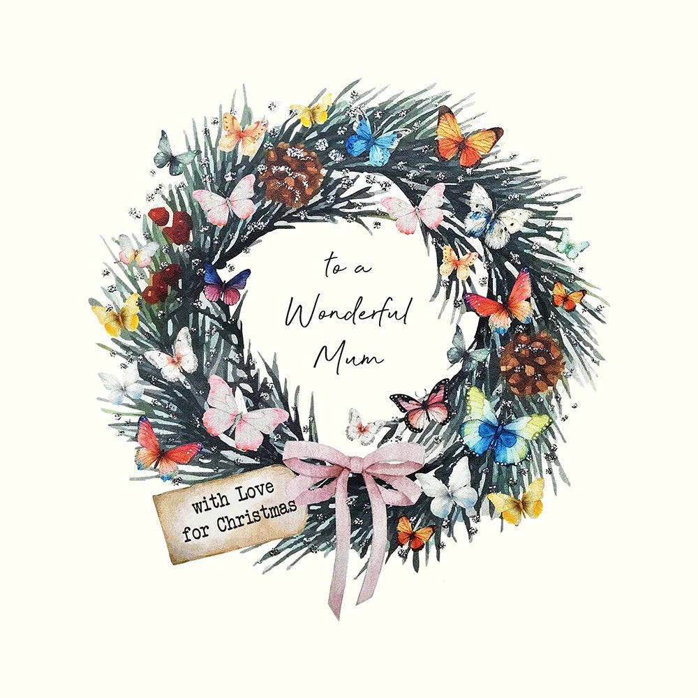 To a Wonderful Mum with Love Christmas Wreath Card