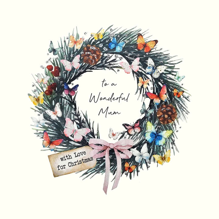 To a Wonderful Mum with Love Christmas Wreath Card