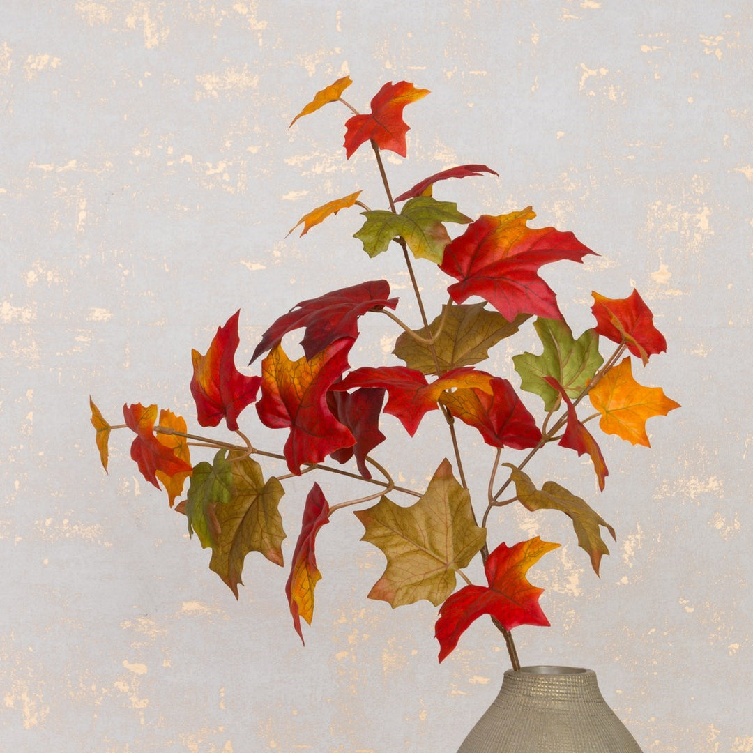 Three realistic Maple Leaf Spray floral accents by Floralsilk from Cornucopia Home and Gift, perfect for fall decorating.
