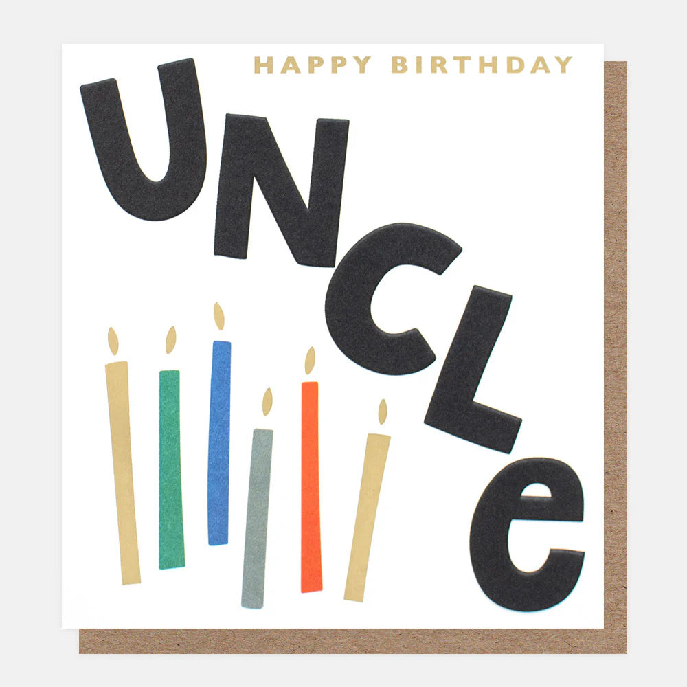 Caroline Gardner Happy Birthday Uncle card featuring colorful birthday message and cheerful design, perfect for celebrating him.