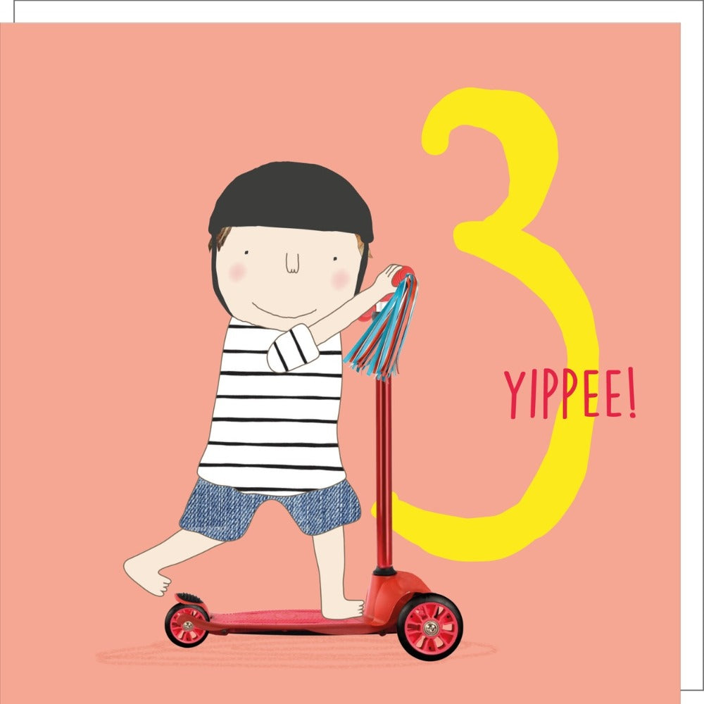 Yippee third birthday card by Rosie Made a Thing, featuring colorful celebratory design from Cornucopia Home and Gift.