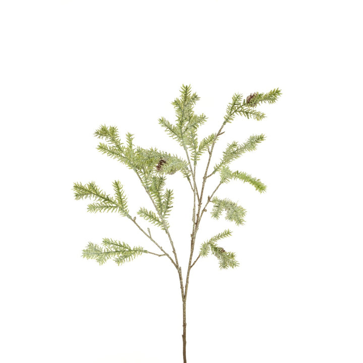 Artificial snowy cedar pine spray, 70cm, from Floralsilk Christmas 2025 by Cornucopia Home and Gift, with frosted green pine branches.