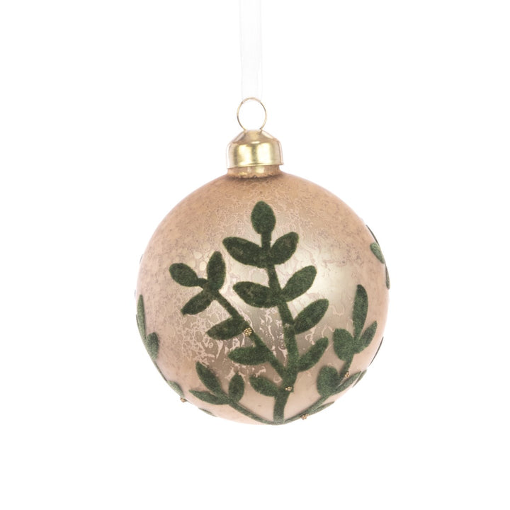 Glass Nayla Bauble 8cm in green, part of Floralsilk Christmas 2025 collection by Cornucopia Home and Gift, designed for festive decor.