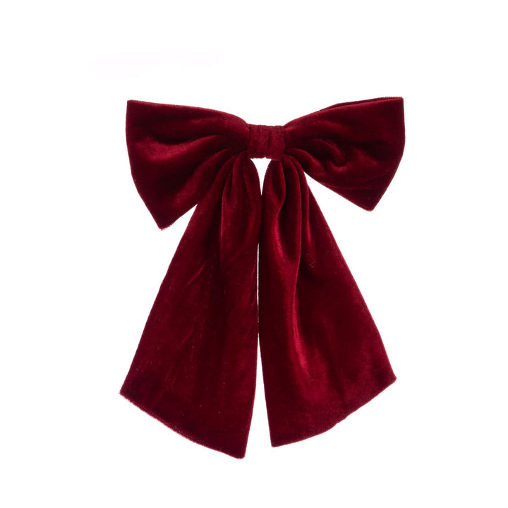 Burgundy Velvet Christmas Bow Clip - 31 cm