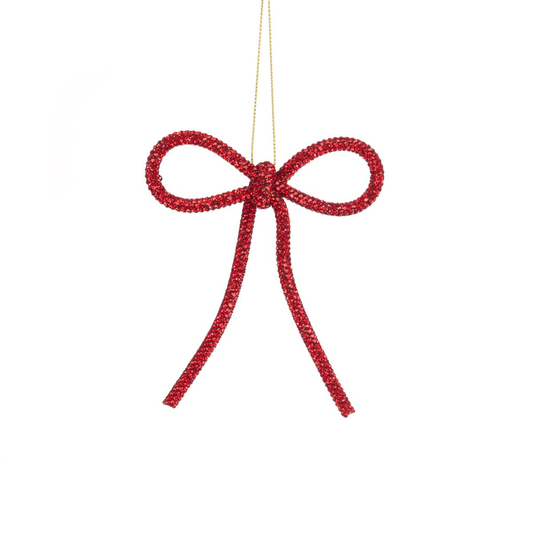 Set of 3 Red Sparkle Bow Hanging Decorations - 12 cm