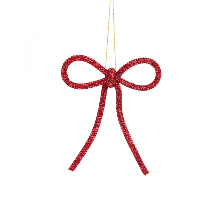Set of 3 Red Sparkle Bow Hanging Decorations - 12 cm