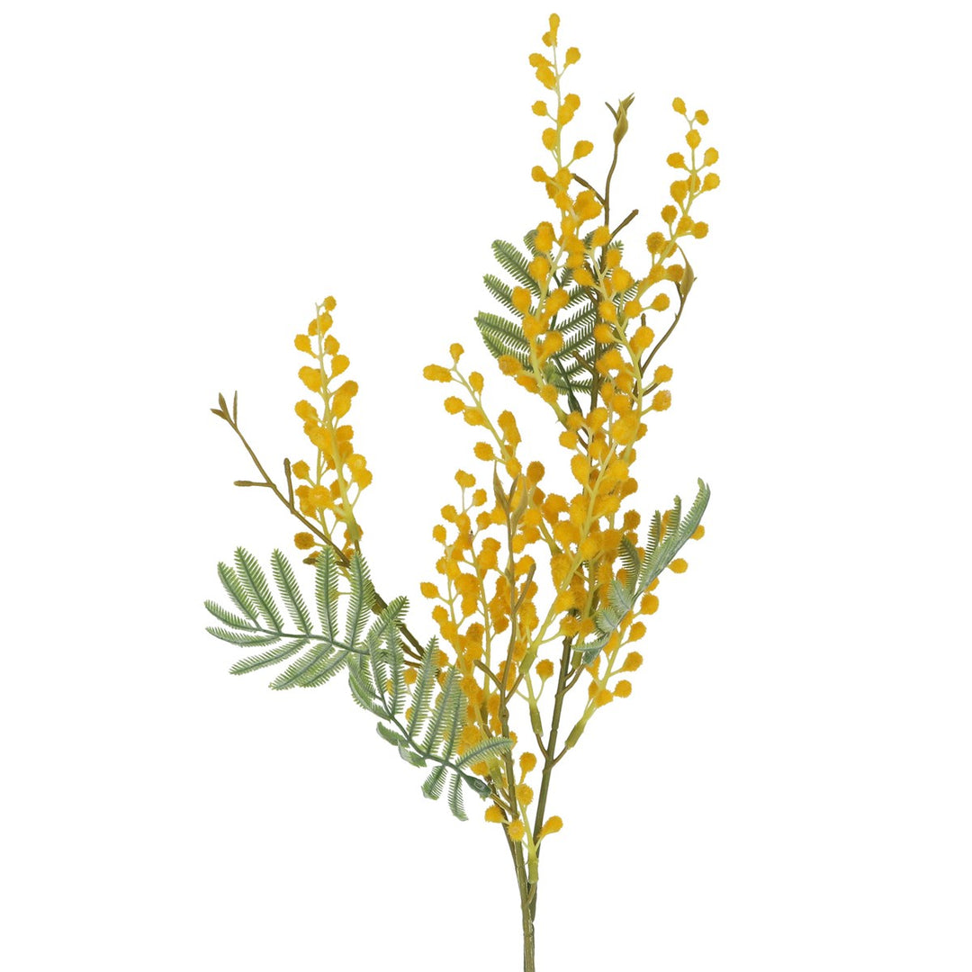 Yellow mimosa spray faux flower stem from Gisela Graham Easter collection, perfect for seasonal floral arrangements.