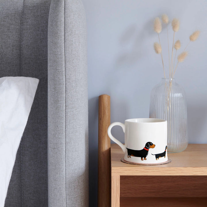 Sweet William Dachshund dog mug with a cute dachshund illustration, perfect for dog lovers and coffee enthusiasts.