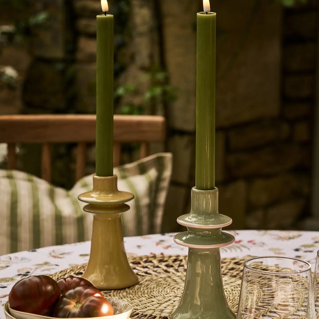 Mustard Stoneware Candlestick Holder