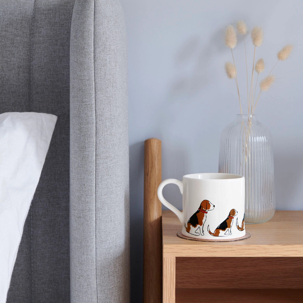 Sweet William Beagle Dog Mug by Cornucopia Home and Gift featuring a detailed beagle dog illustration on a ceramic mug.