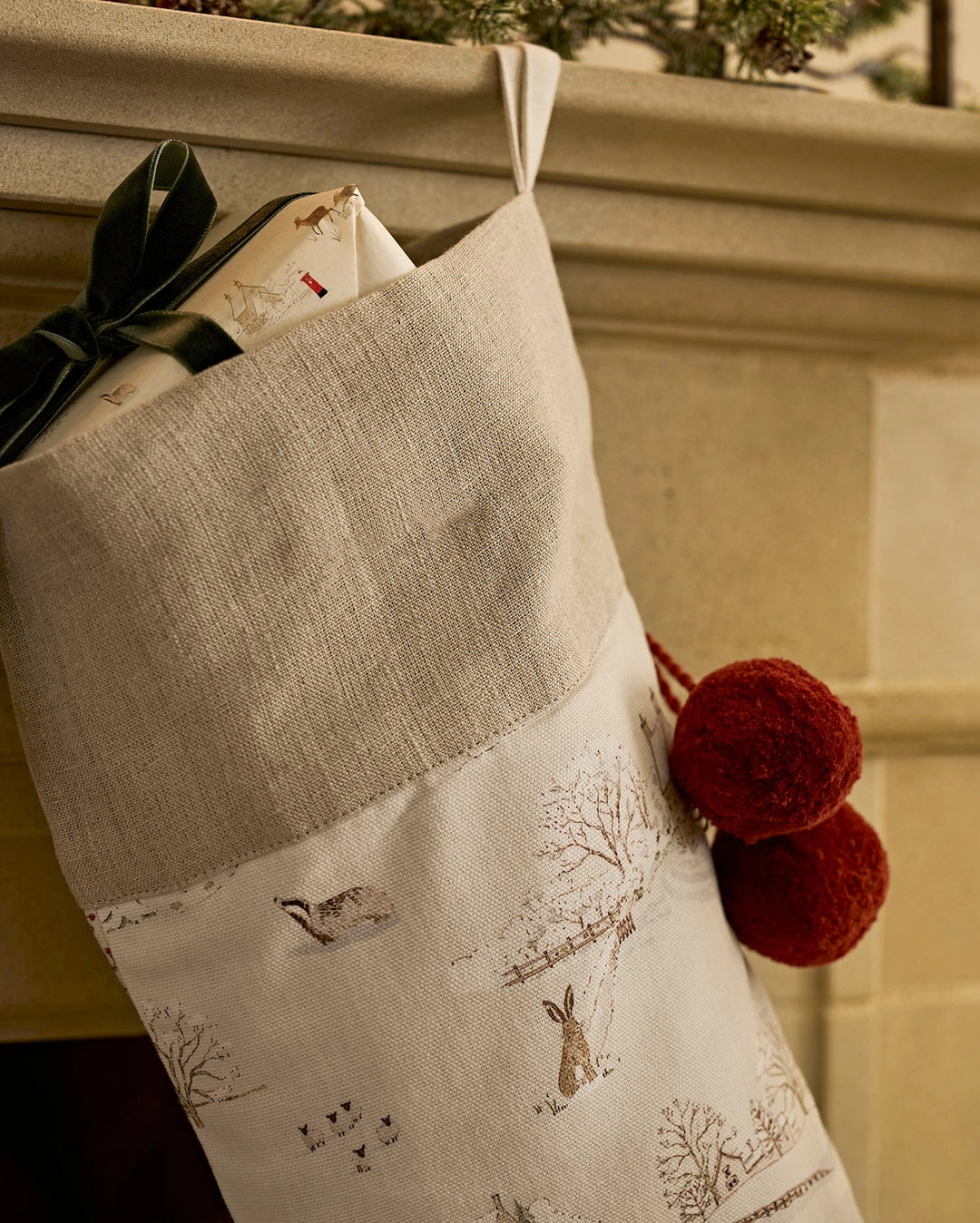 Snowy Village Christmas Stocking