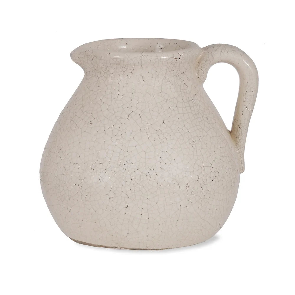 White Ravello Flower Jug by Garden Trading featuring a classic ceramic design with a smooth, rounded shape and handle.
