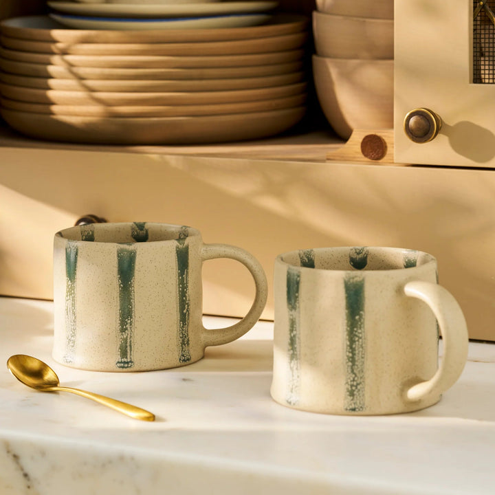 Woolstone Striped Mugs - Rosemary (Set of 2)