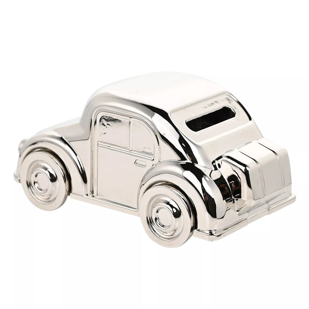 Silverplated Bambino Car Money Box by Widdop & Co, featuring a detailed miniature car design for saving coins.