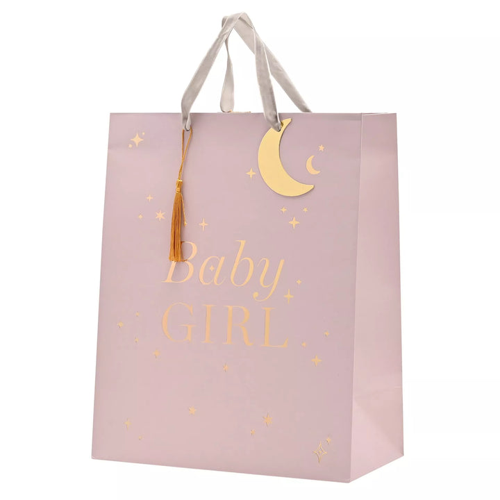 Bambino baby girl gift bag by Widdop &amp; Co from Cornucopia Home and Gift, featuring colorful baby-themed illustrations.