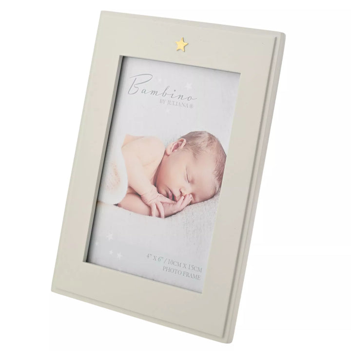 Widdop &amp; Co Bambino photo frame with star icon, holds 4x6 inch photo, in a charming design from Cornucopia Home and Gift.